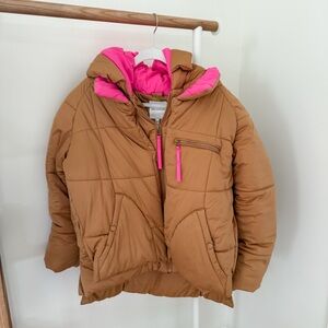 Avec Les Filles Brown and Pink Puffer Jacket